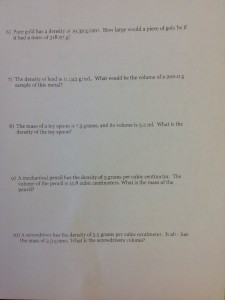 Density worksheet p 2