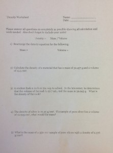 density worksheet p 1